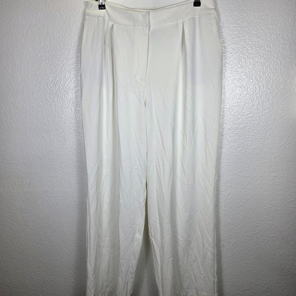 Rachel Zoe High Waisted Stretch Waist Satin Wide Leg Pant Women's Sz 14
